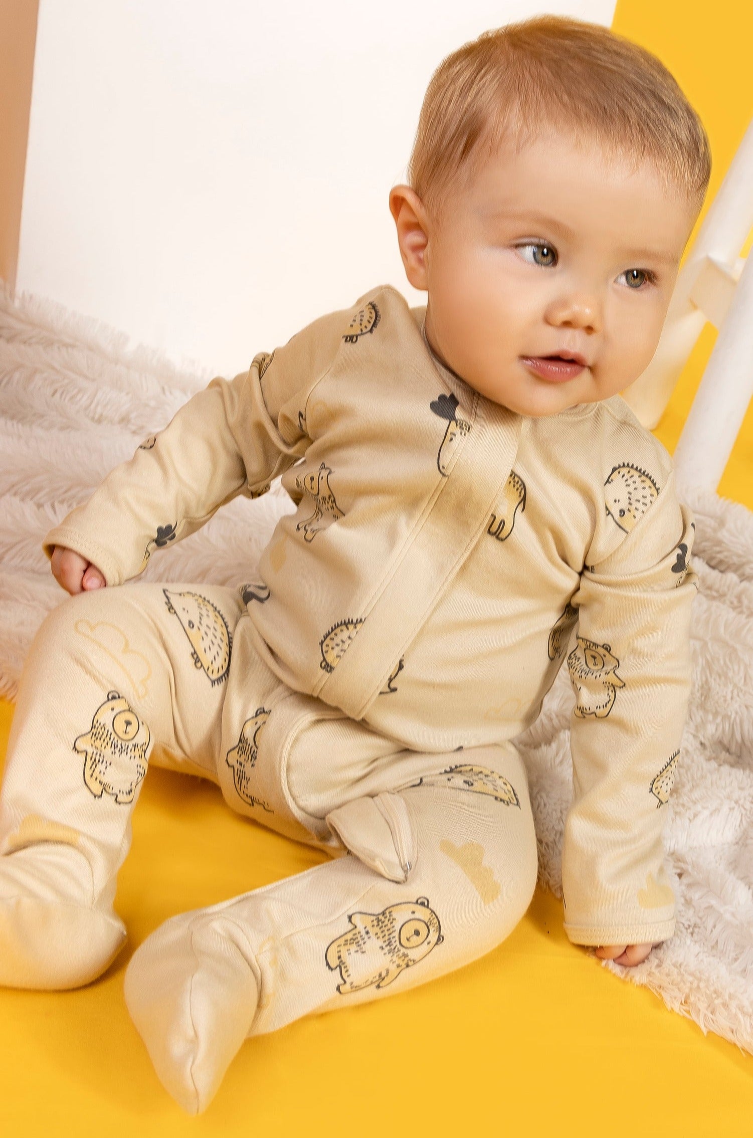 CONJUNTO BEBE ANIMALS BEIGE