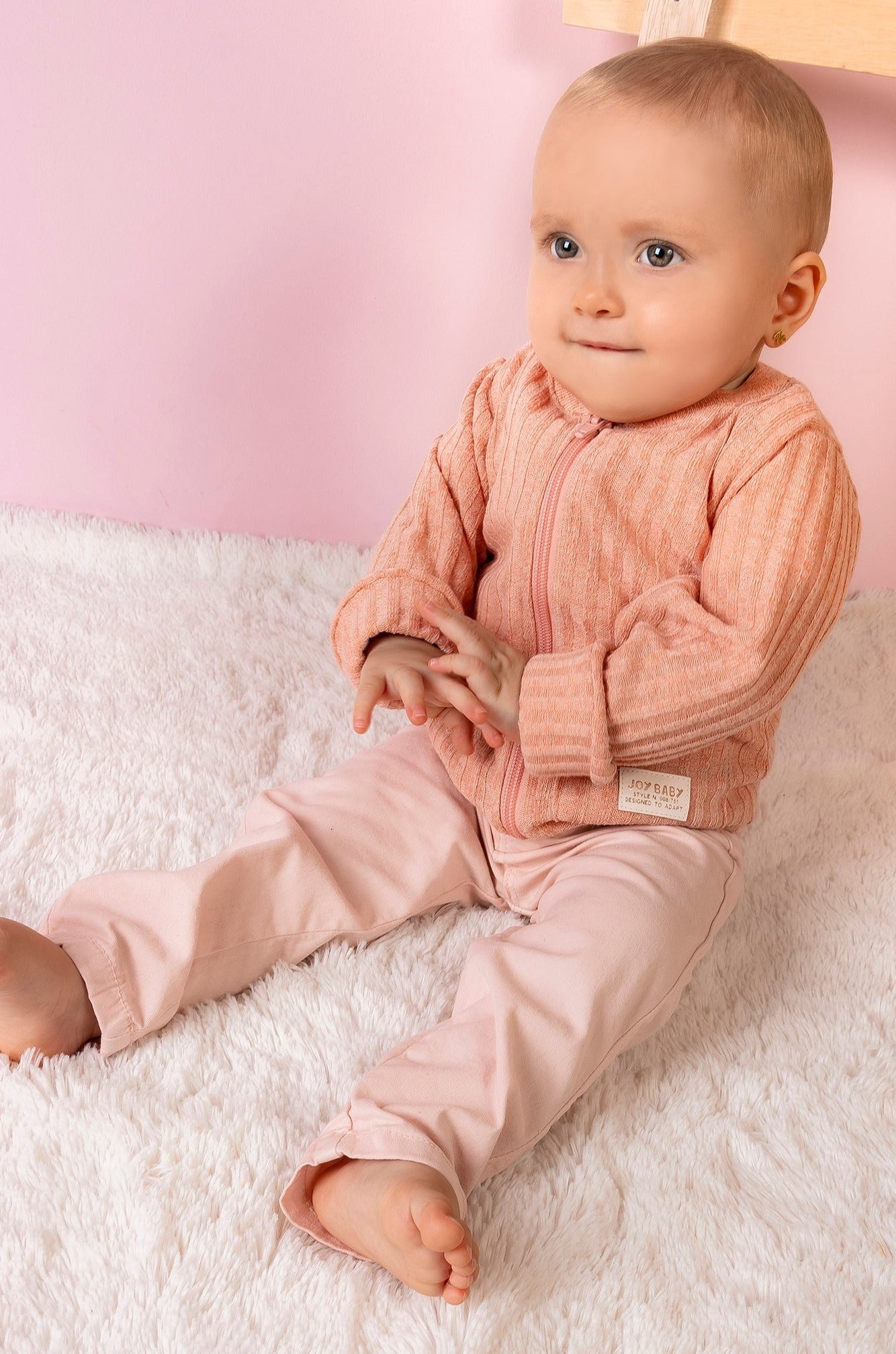 CONJUNTO TRES PRENDAS BEBÉ NIÑA MANDARINA