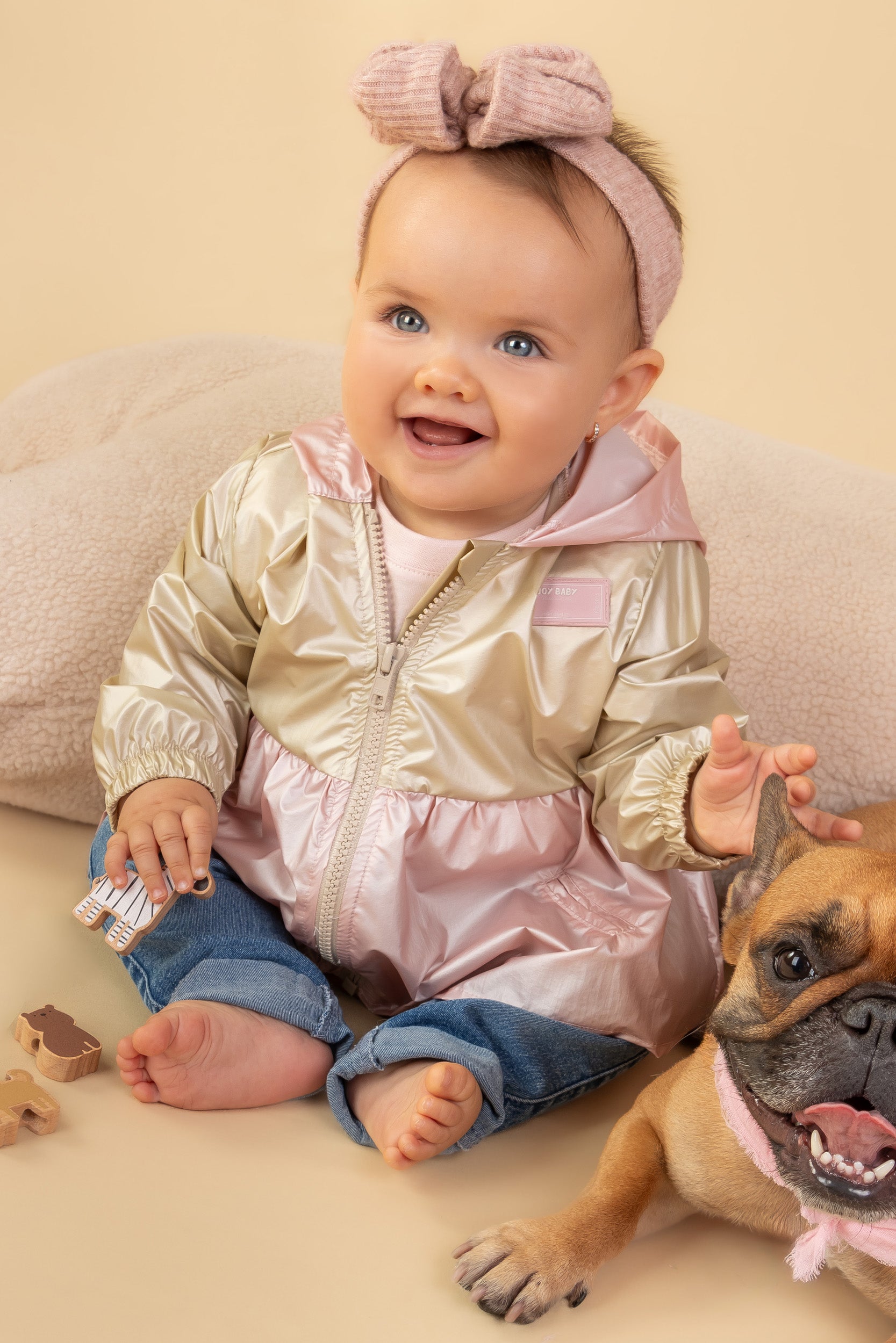 CONJUNTO BEBÉ NIÑA TRES PRENDAS ROSADO