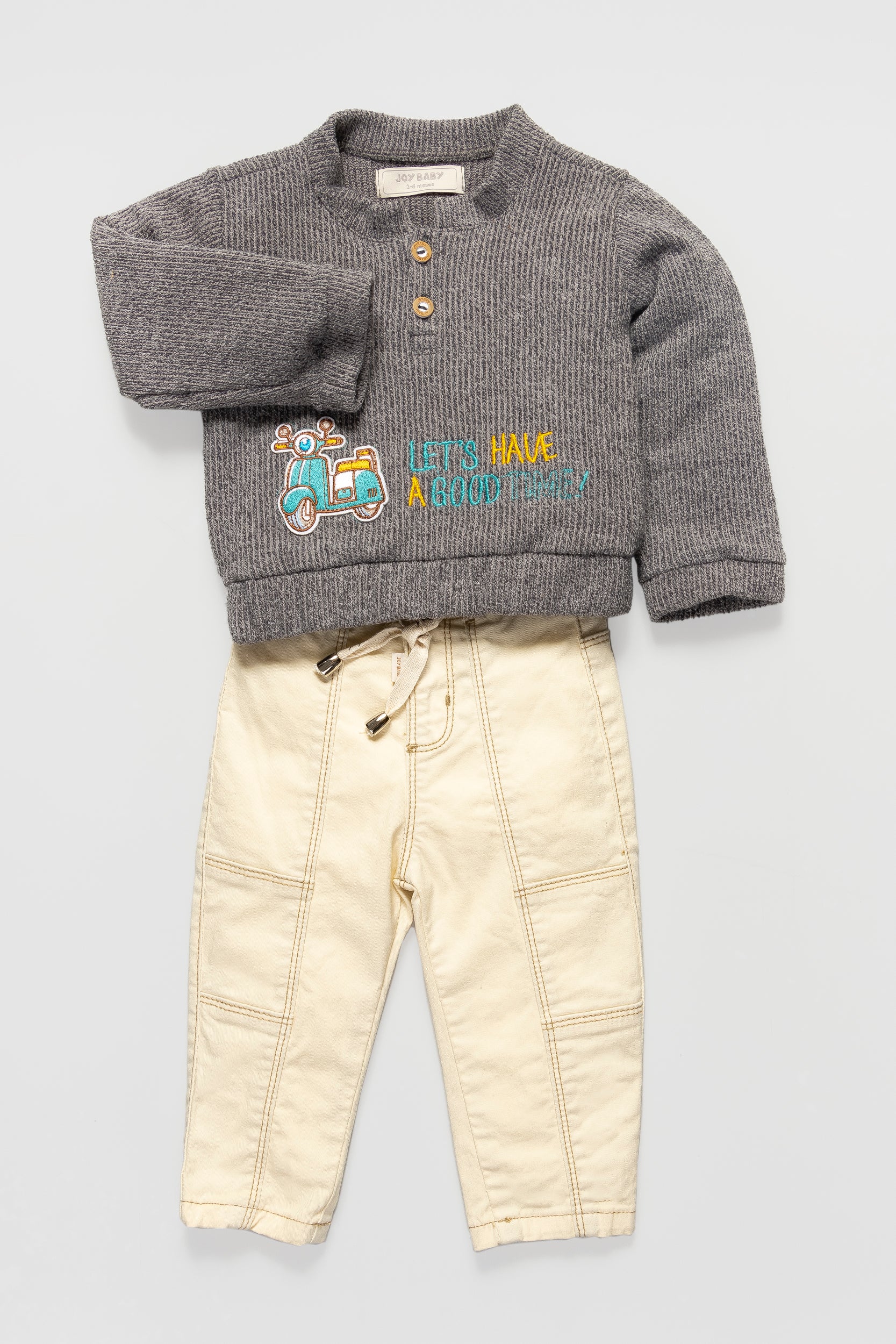 CONJUNTO BEBÉ NIÑO MOTO GRIS