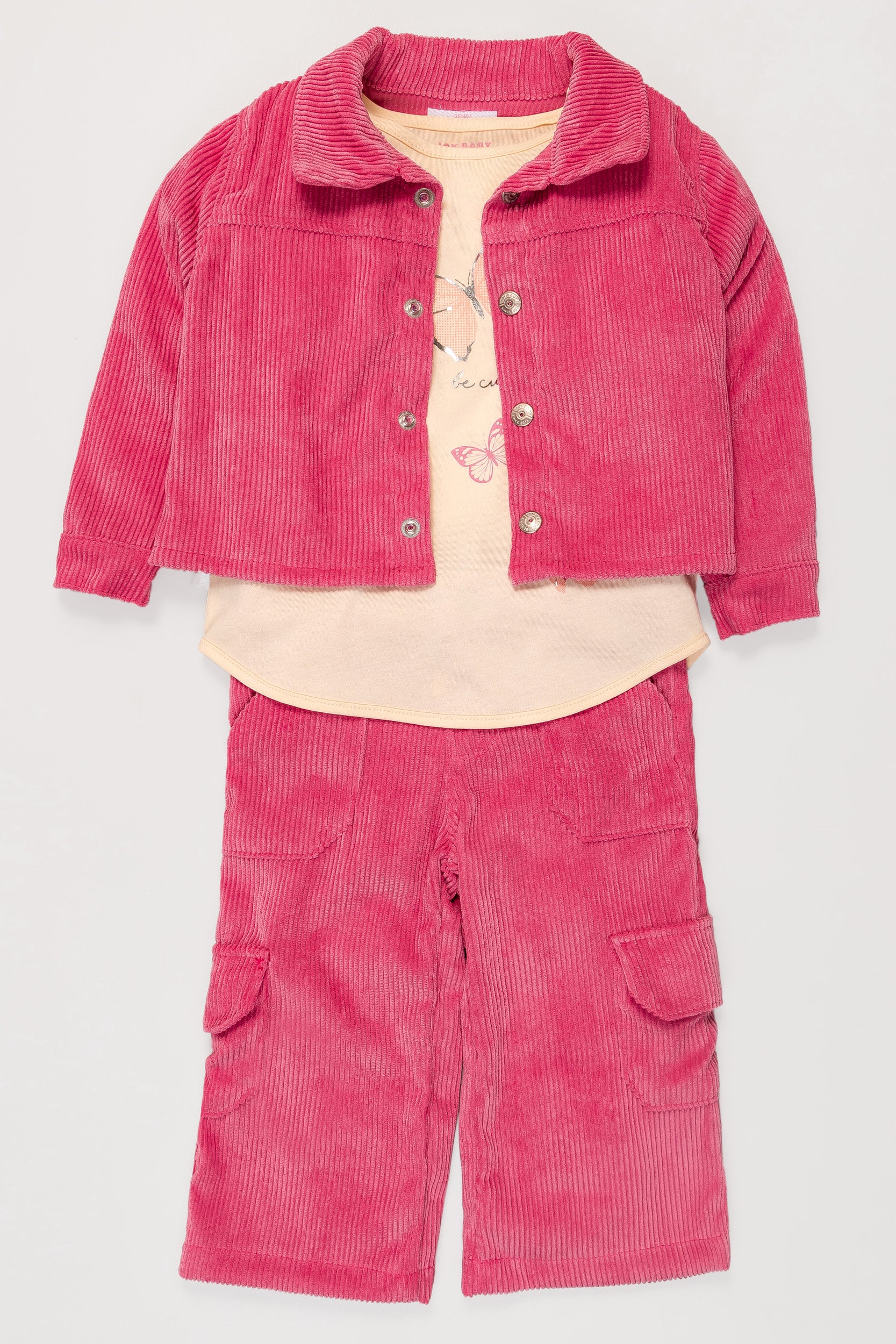 CONJUNTO CORDUROY NIÑA FUCSIA