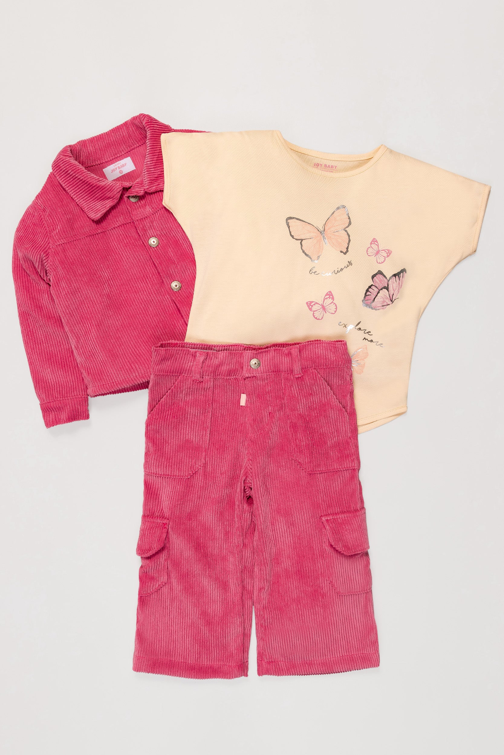 CONJUNTO CORDUROY NIÑA FUCSIA