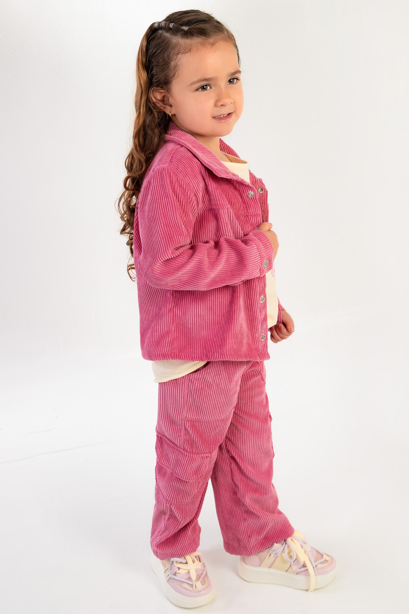 CONJUNTO CORDUROY NIÑA FUCSIA