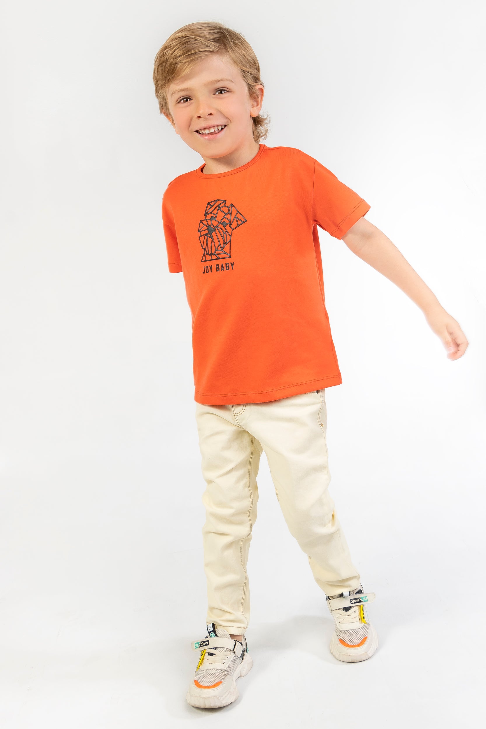 CONJUNTO 2 PRENDAS NIÑO LINES NARANJA