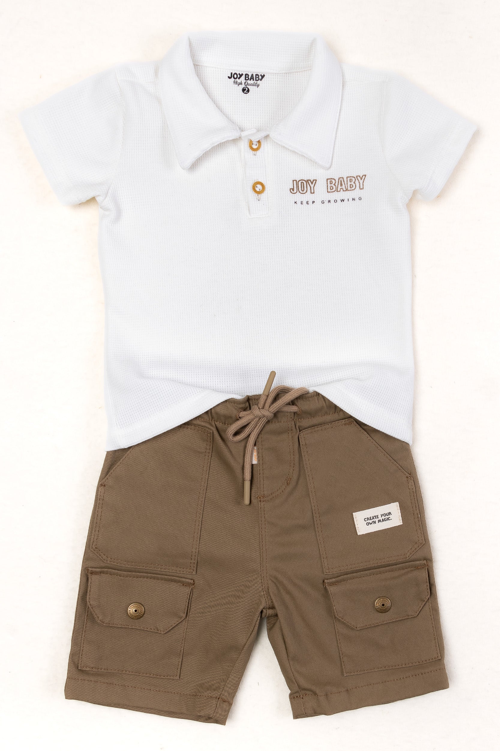 CONJUNTO NIÑO BERMUDA CARGO BLANCO