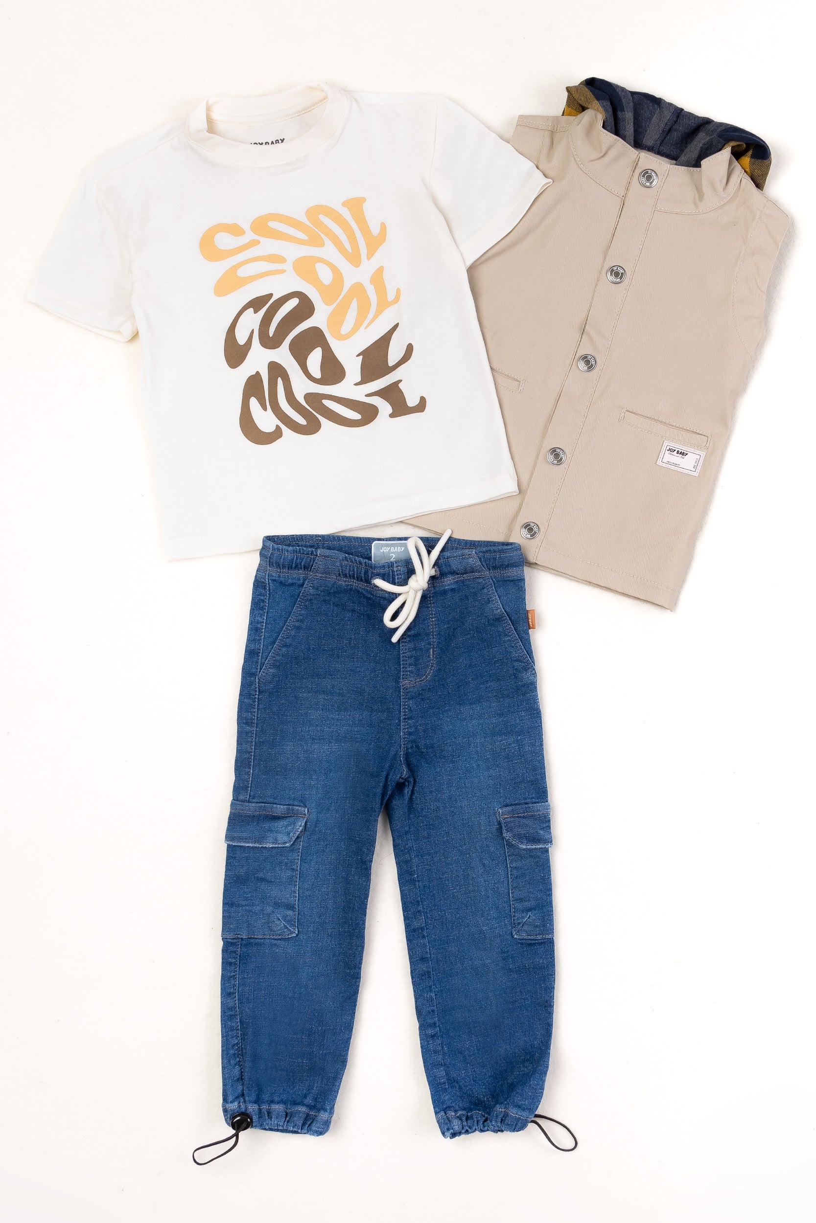 CONJUNTO 3 PRENDAS NIÑO COOL BEIGE