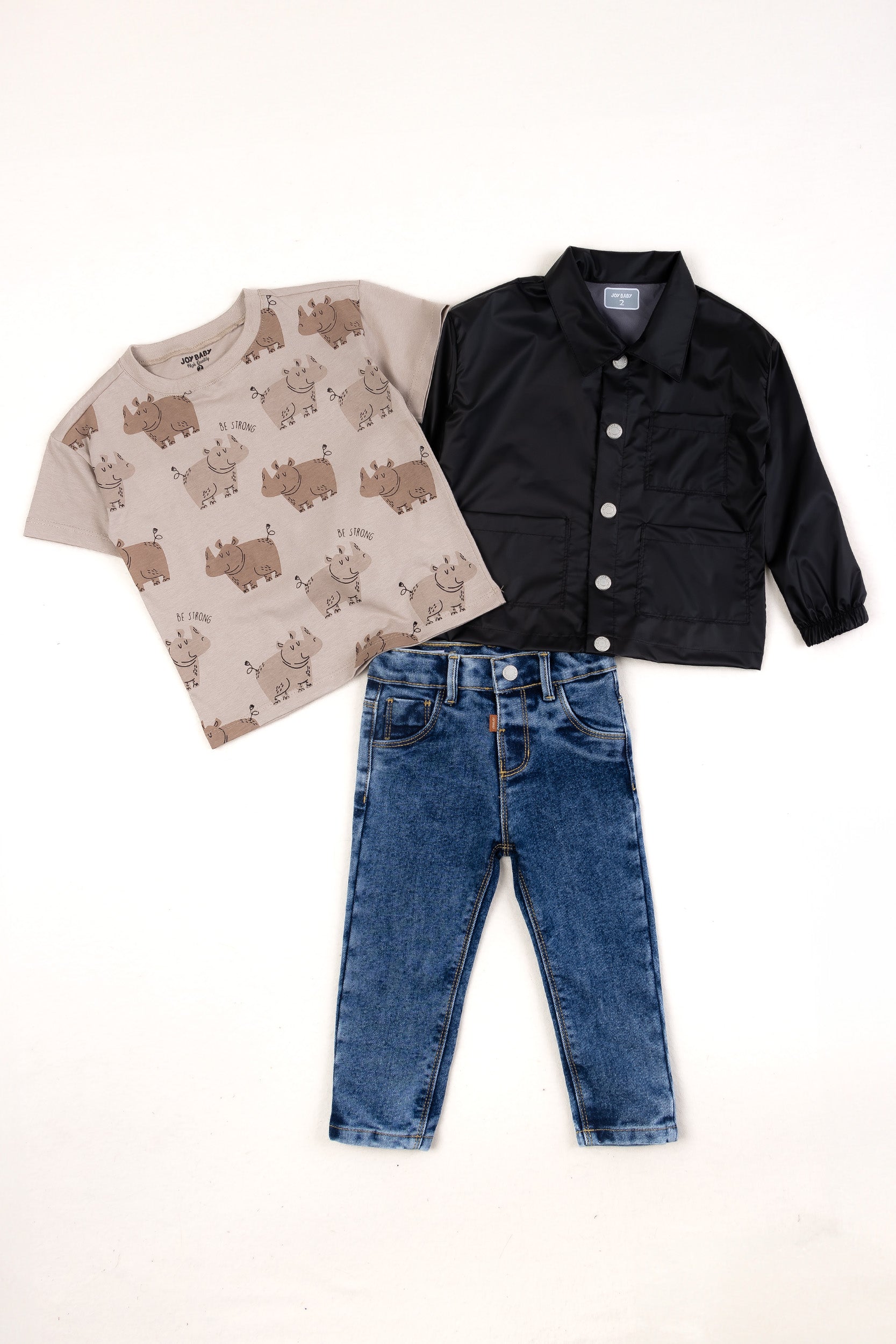 CONJUNTO 3 PRENDAS NIÑO DINO NEGRO