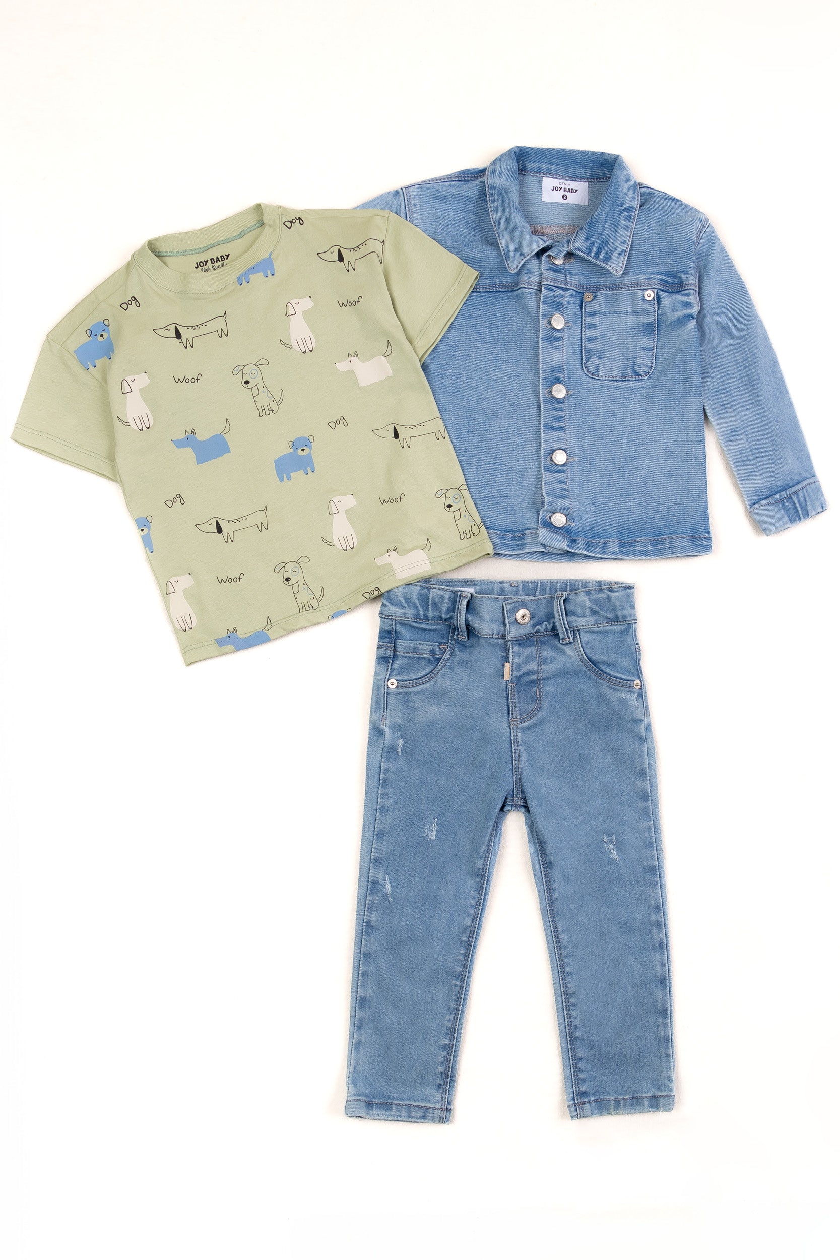 CONJUNTO 3 PRENDAS DENIM NIÑO VERDE