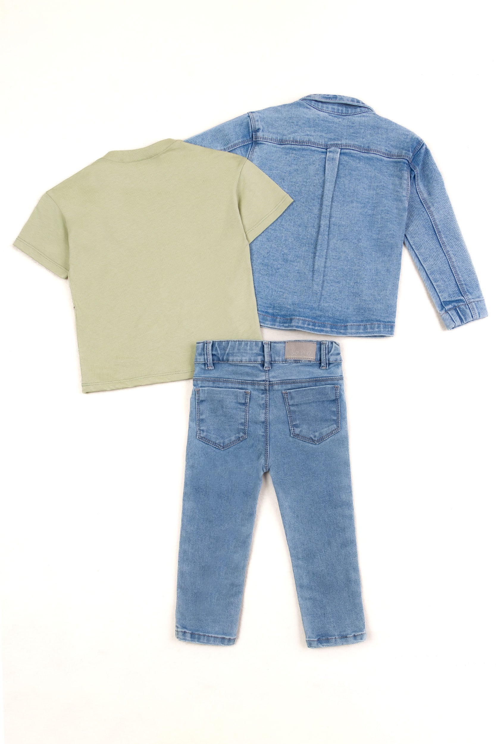 CONJUNTO 3 PRENDAS DENIM NIÑO VERDE