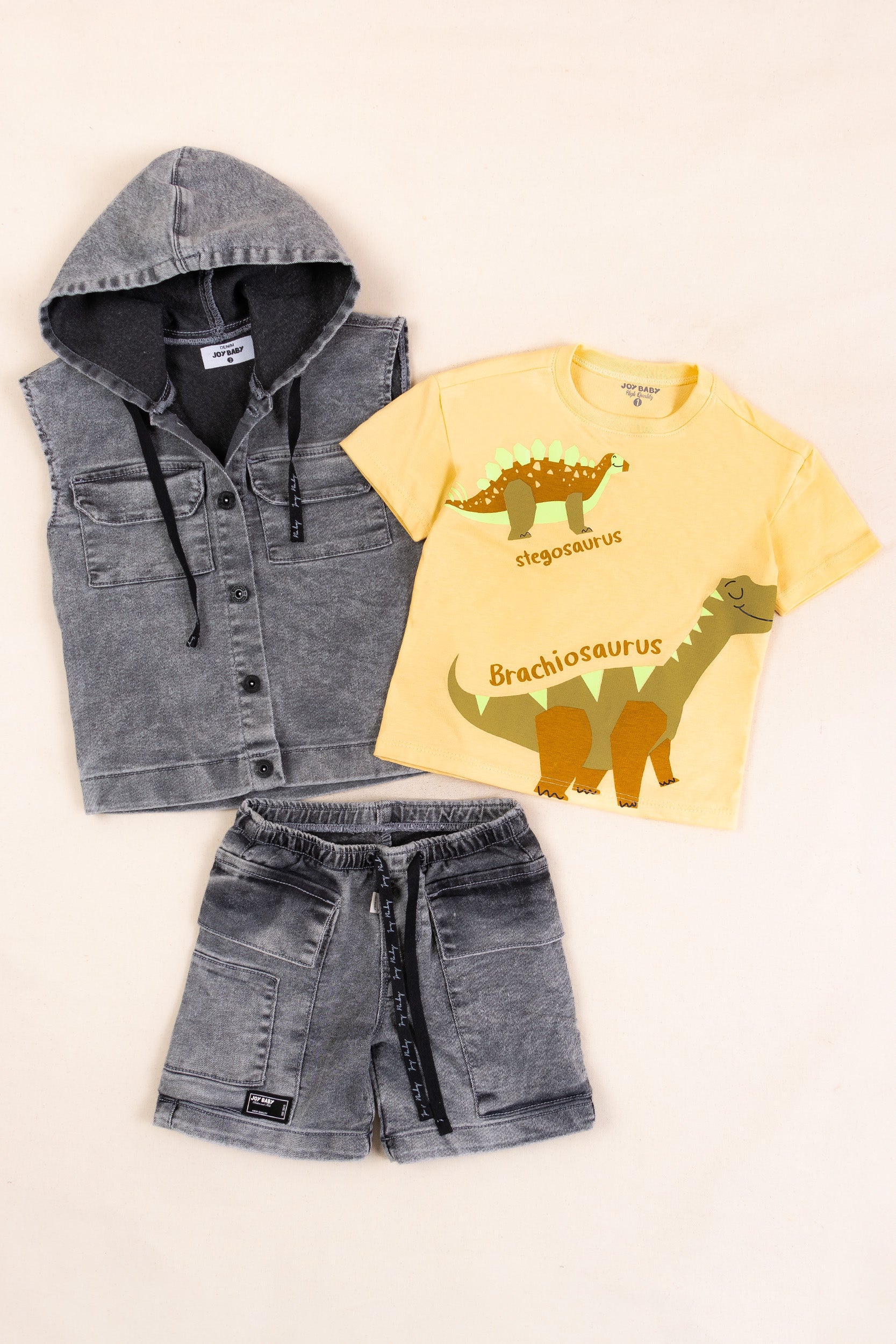 CONJUNTO 3 PRENDAS DINO NIÑO MANDARINA