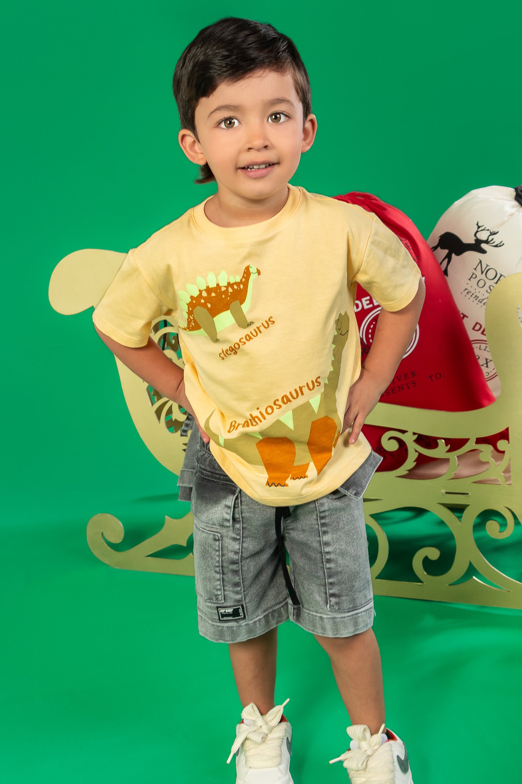 CONJUNTO 3 PRENDAS DINO NIÑO MANDARINA